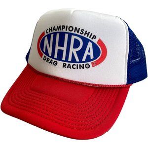 Vintage NHRA Trucker Hat Mesh Hat adjustable Snap Back Cap Blue